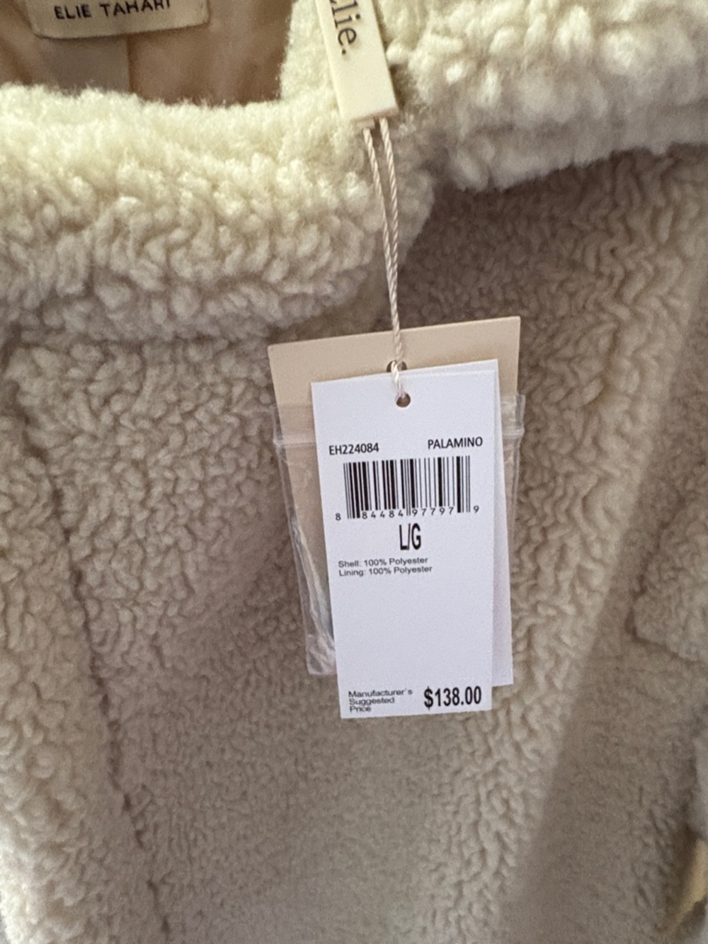 Elie Tahari Ivory Sherpa Teddy Coat - Picture 2 of 5